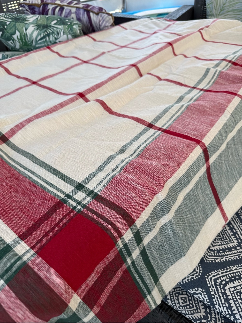 Bee & Willow Plaid cotton Holiday Tablecloth 60 x 144